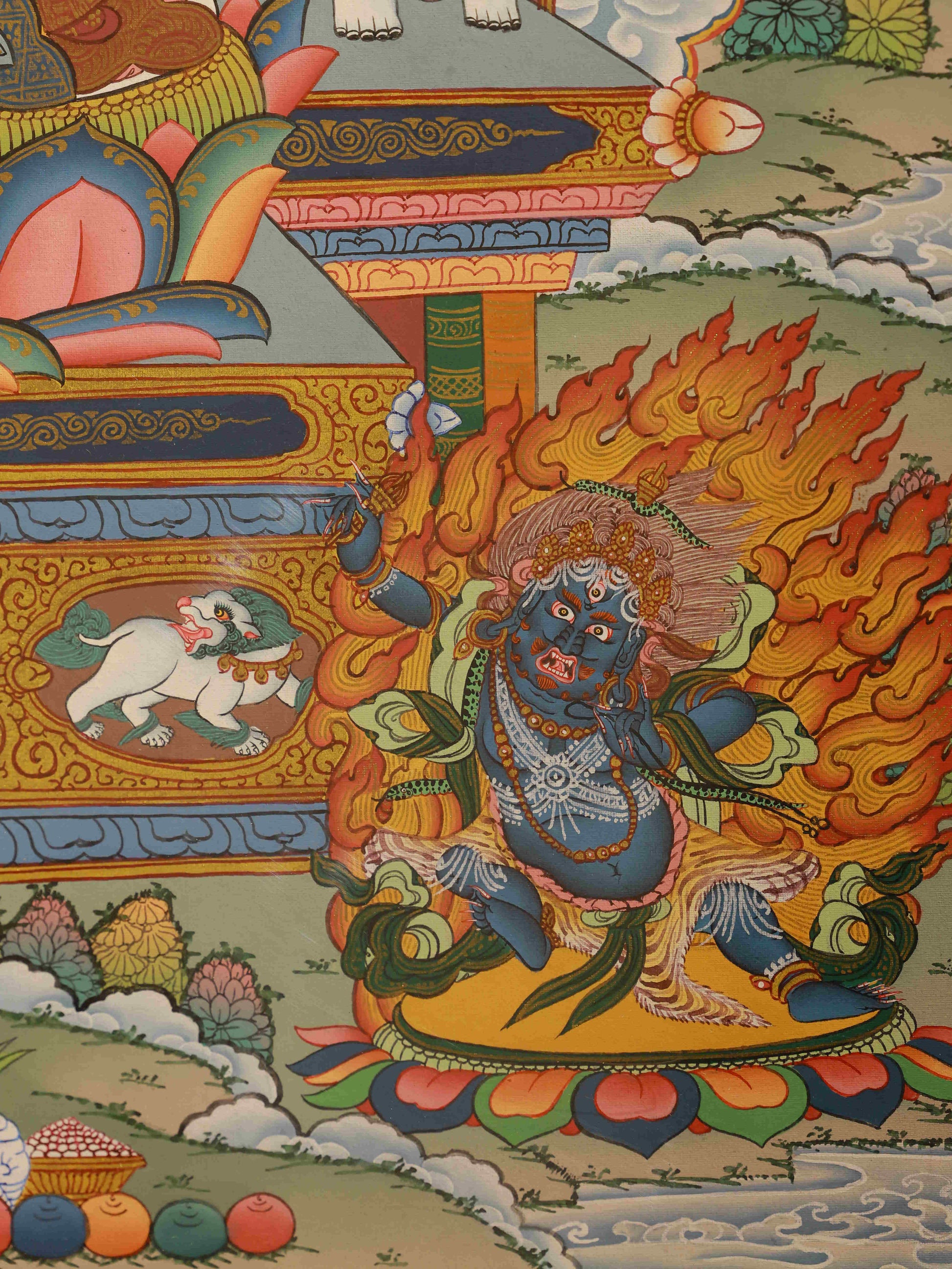 Authentic Tibetan Buddhist Manjushri Thangka, hand-painted, Buddha art masterpiece