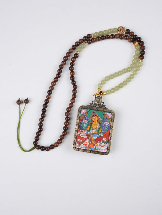 Tibetan Buddhist Manjushri Thangka Painting - Wisdom Aura with Sacred Sword and Lotus, Handpainted on Traditional Canvas