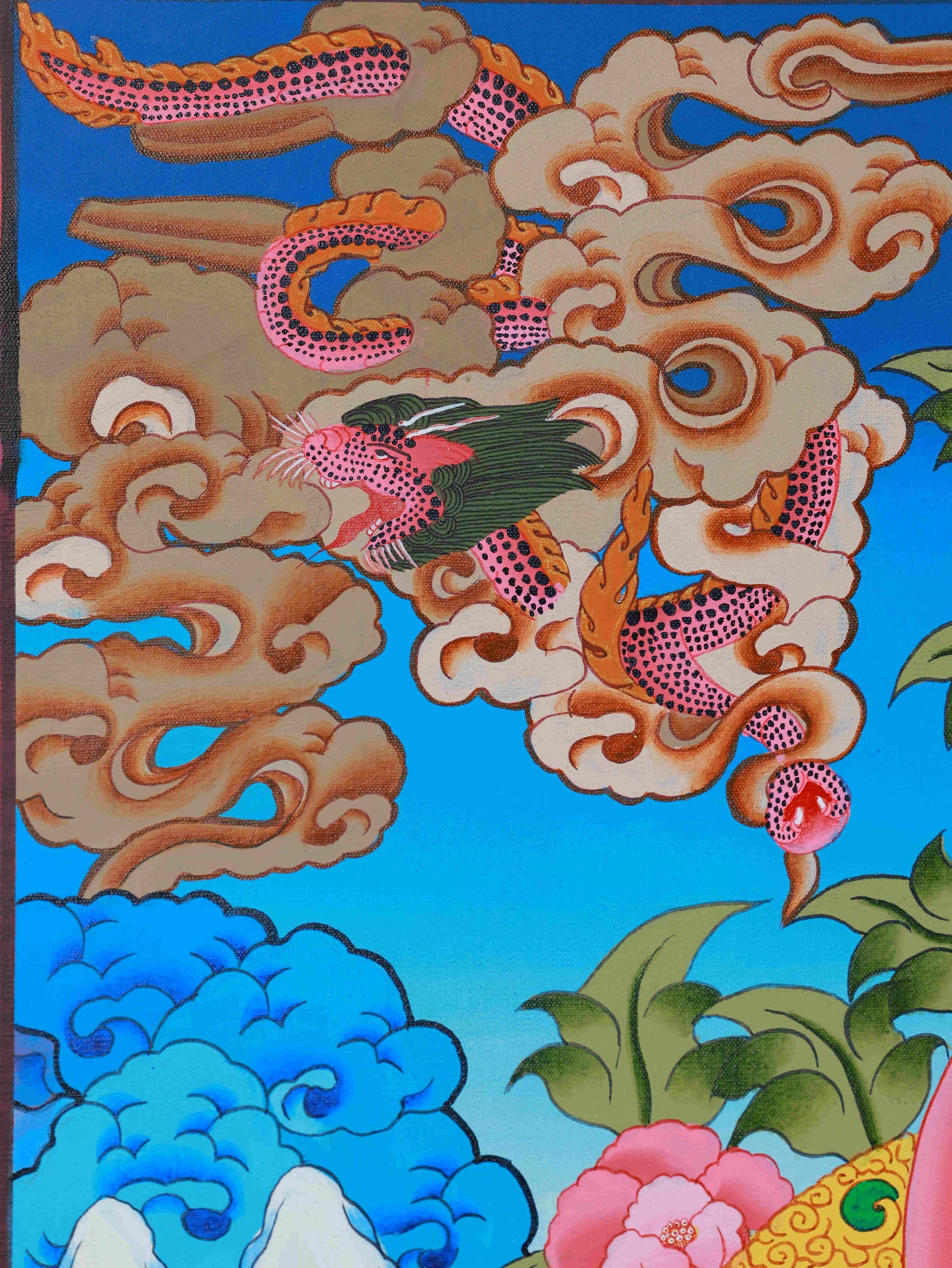 Hand-painted Medicine Buddha Thangka, traditional Tibetan Buddhist Thangka painting for spiritual practitioners.