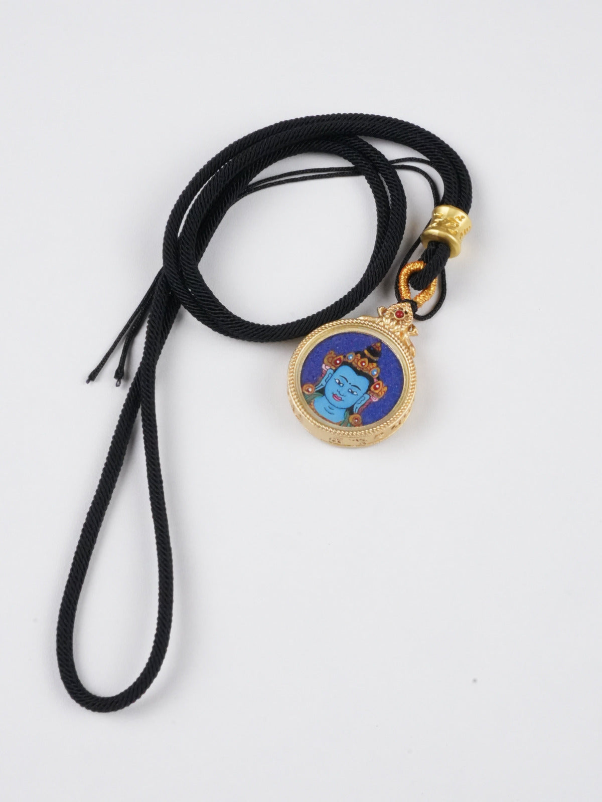 Handmade Medicine Buddha thangka painting - traditional Tibetan art with natural mineral pigments

