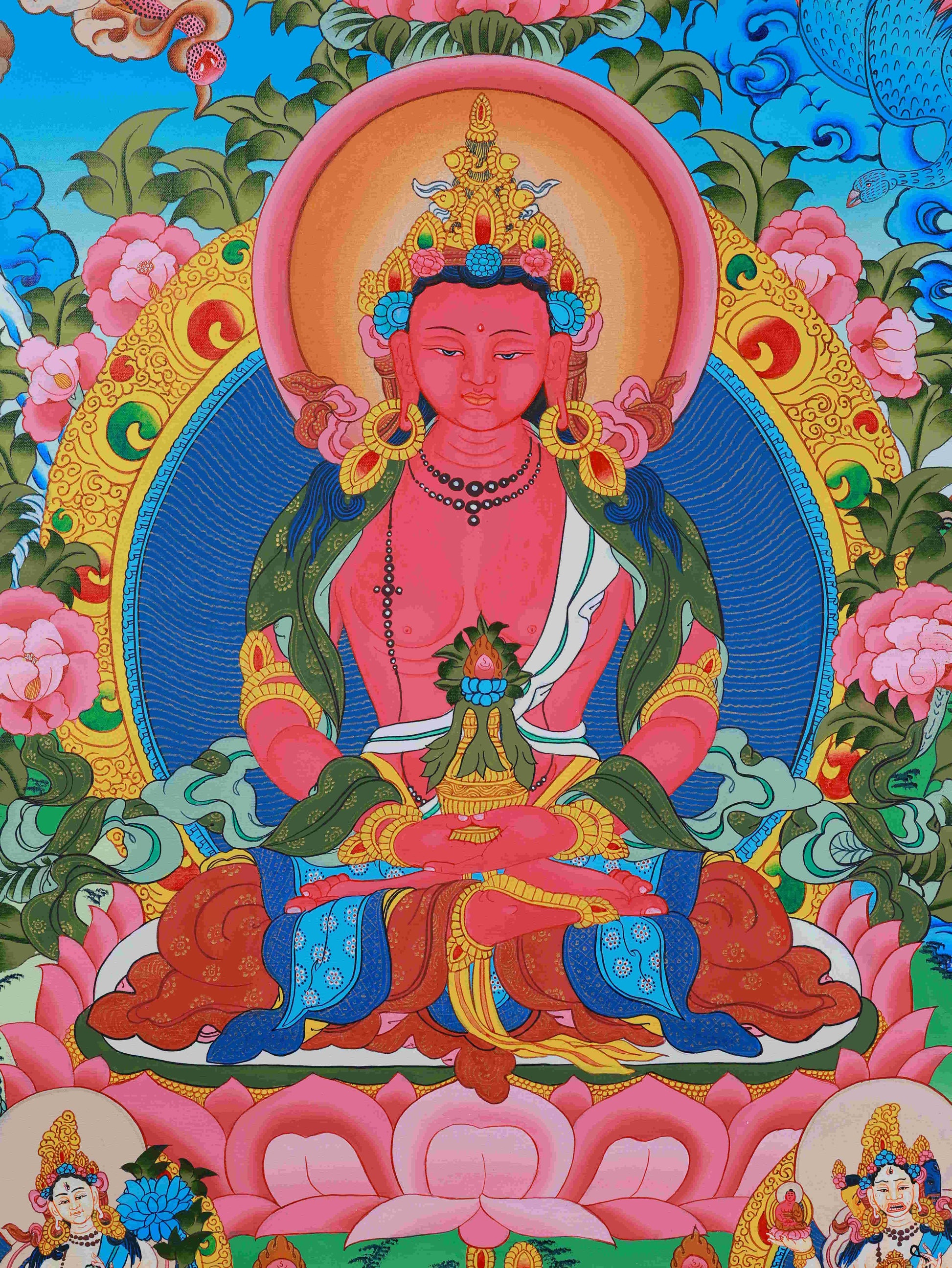 Handcrafted Tibetan Buddhist Medicine Buddha Thangka, ideal for home altar, yoga studio, or meditation space.