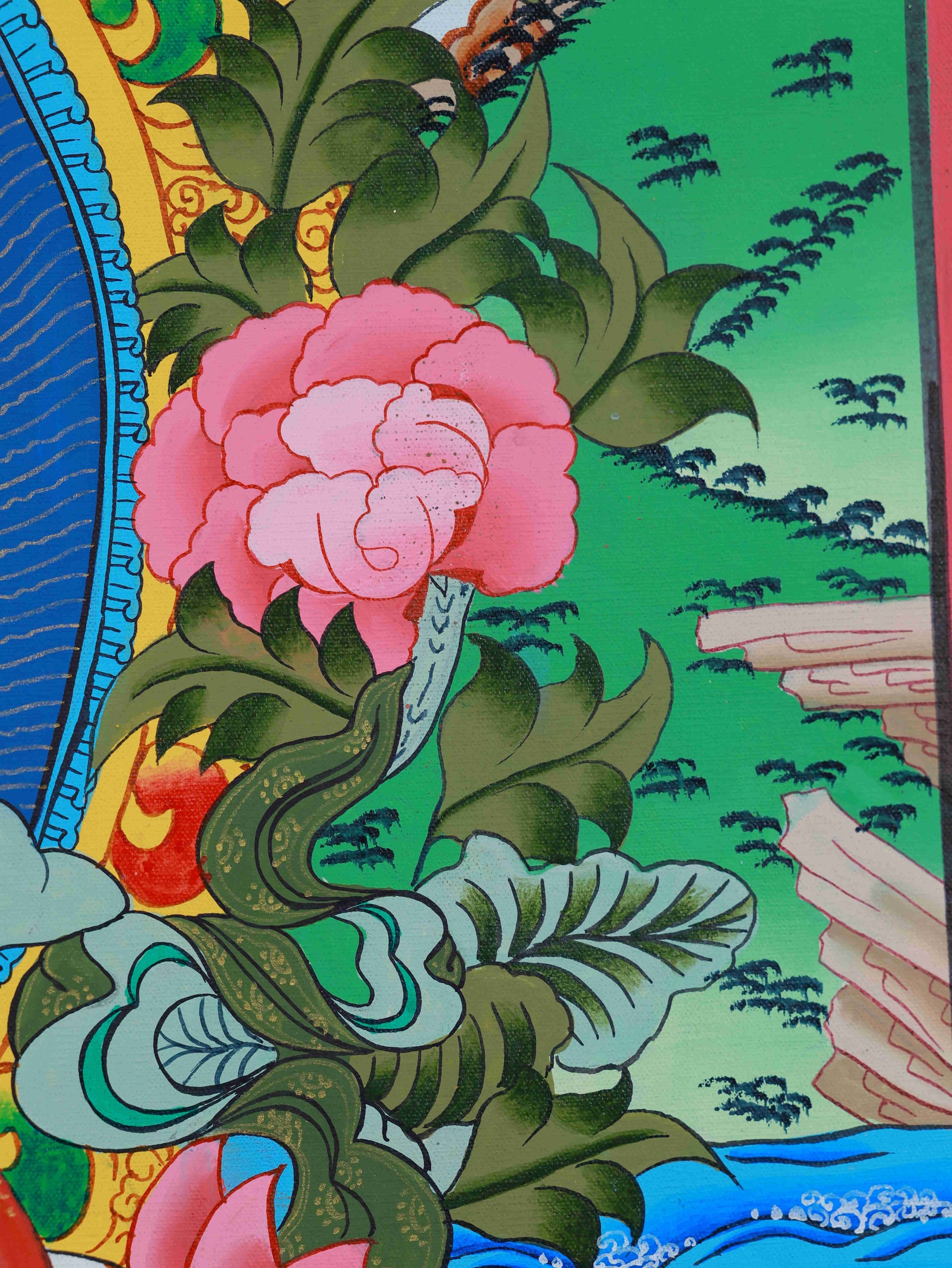 Medicine Buddha Thangka painting, authentic Tibetan Buddhist artwork, bringing harmony, protection, and blessings.