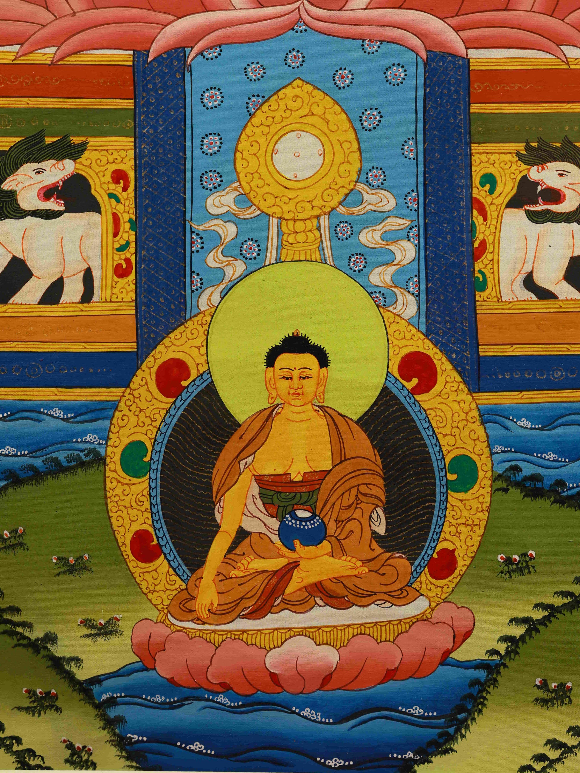 Handmade Tibetan Thangka of Bhaisajyaguru – Promotes Health, Peace, and Spiritual Growth