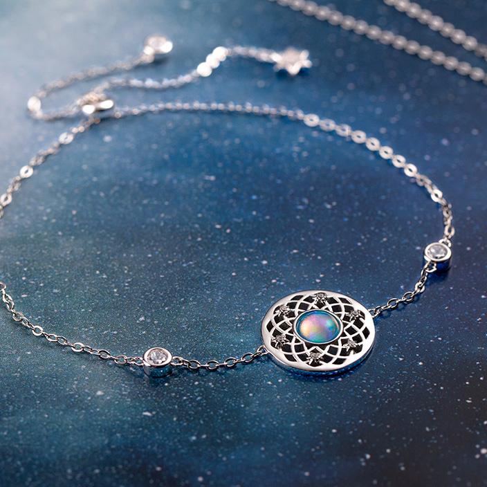 Artisan S925 opal bracelet inspired by Tibetan Buddhist wisdom and serenity.