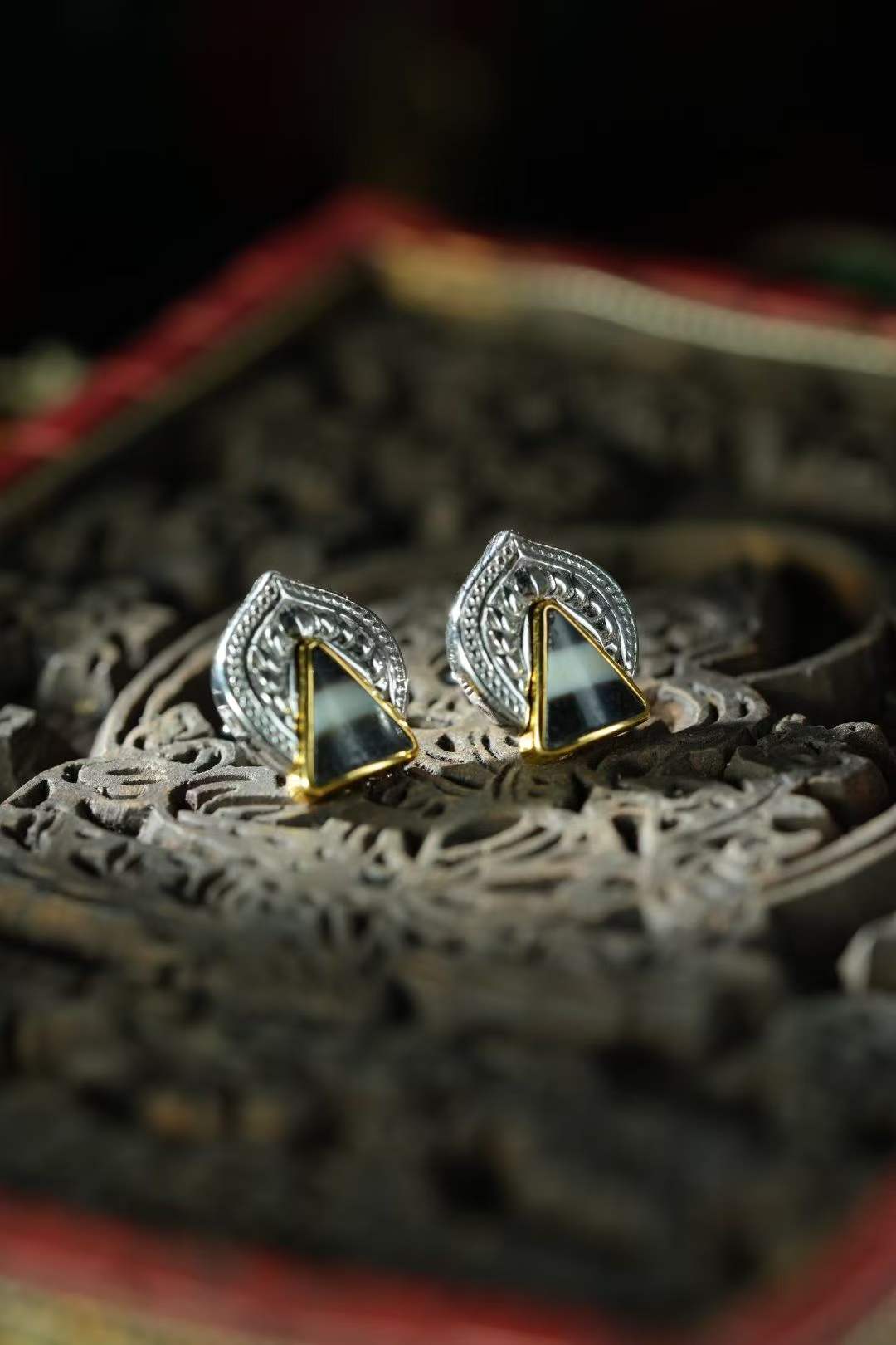 "S925 Silver Tibetan Lotus Earrings - Handcrafted with Mount Meru Symbolism"