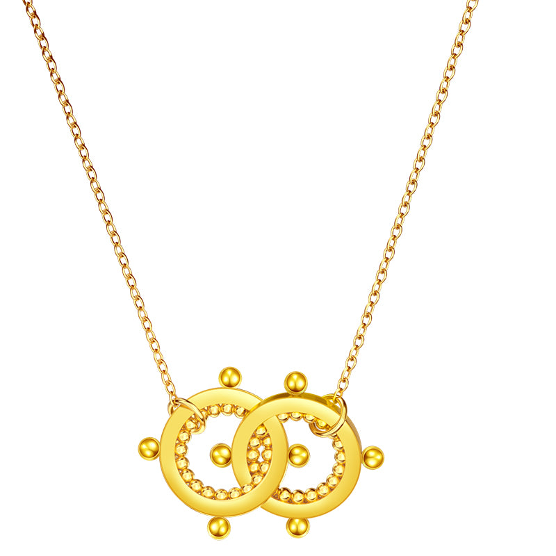 "Handmade Tibetan Buddhist 925 silver necklace with 18K gold plating, featuring a mountain-water design symbolizing connection and friendship."