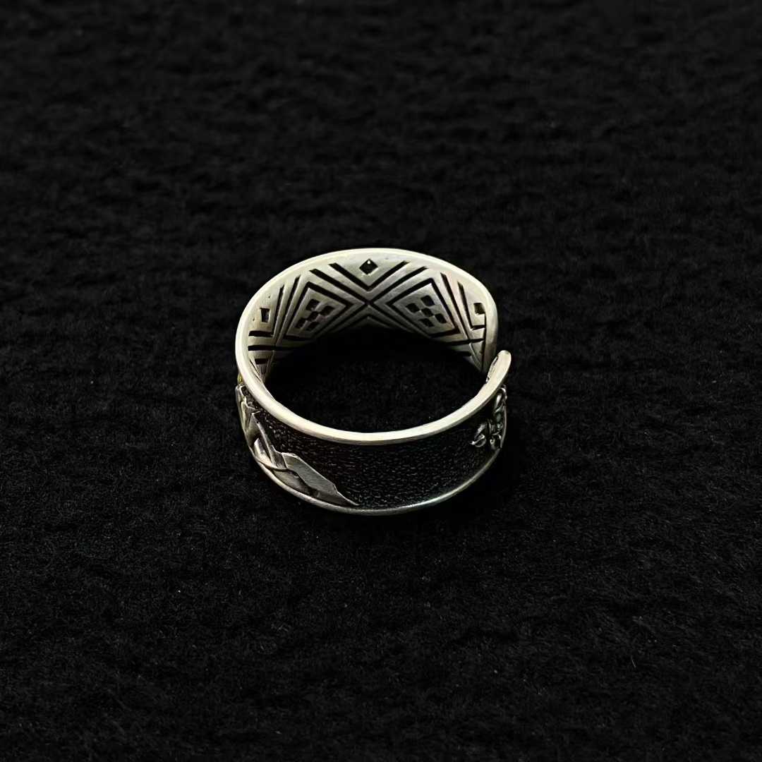 Handmade Tibetan Buddhist Mount Kailash ring with fine inlay detailing.