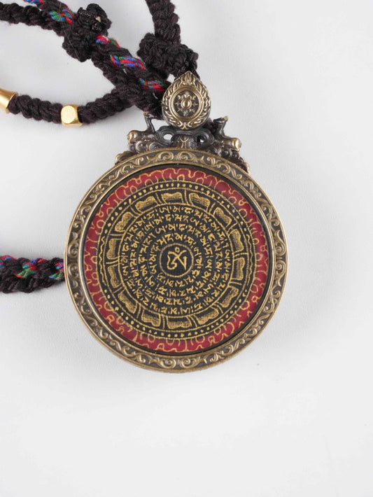  Authentic Tibetan Buddhist Thangka of Avalokiteshvara mantra mandala, hand-painted with natural mineral pigments.