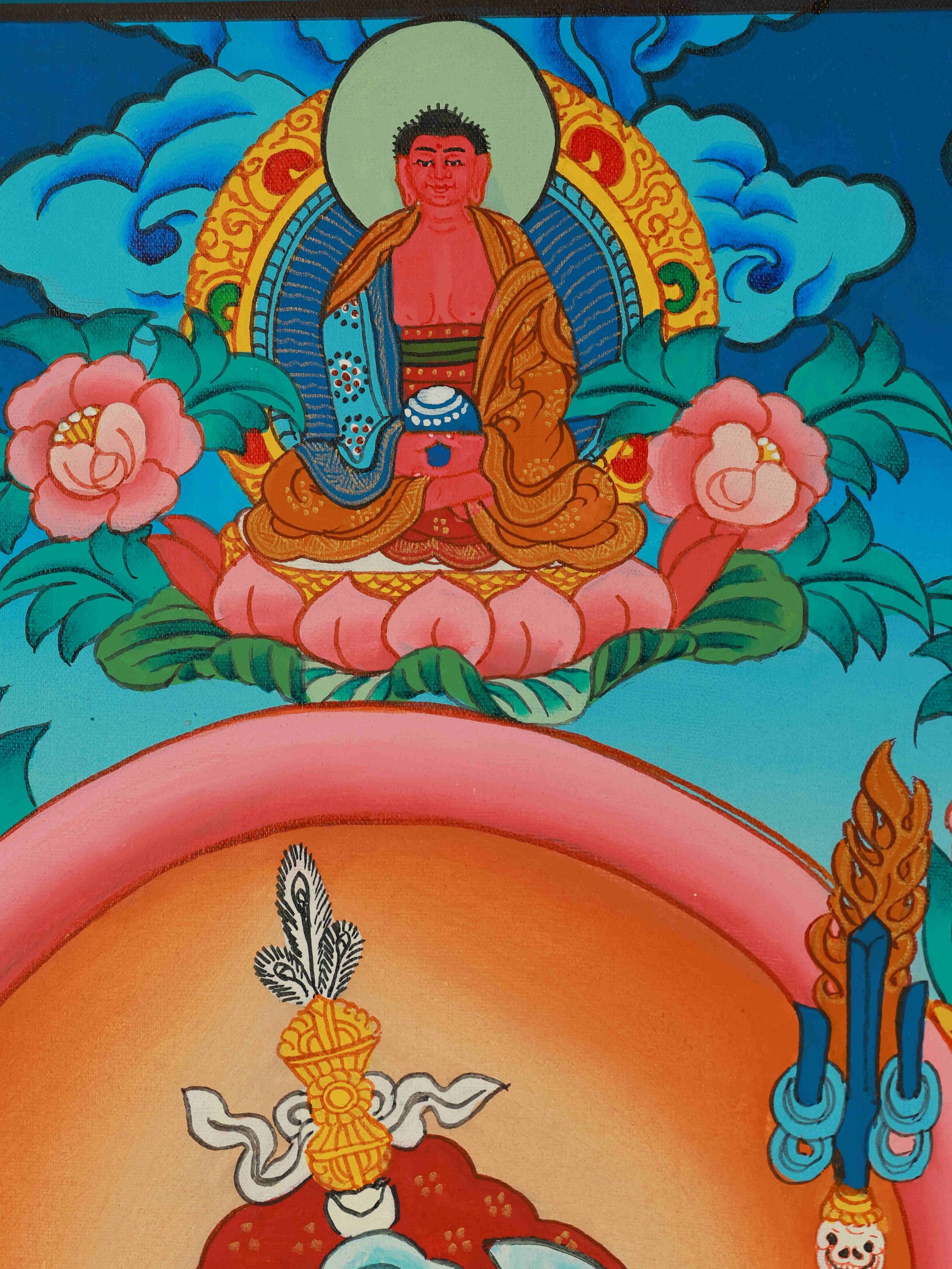 Authentic Padmasambhava Thangka, hand-drawn Tibetan Buddhist sacred painting