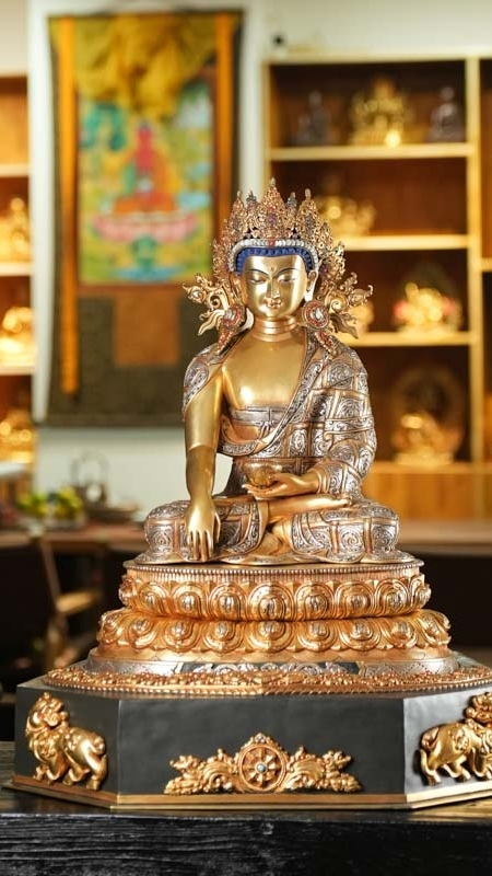 Gold and silver inlay Buddha statue, authentic Tibetan Buddhist statues and refined Buddha Statue-Art