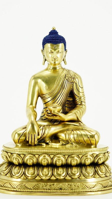 Painted Shakyamuni Buddha statue in Tibetan Buddhist style, mineral pigments Buddha Statue-Art