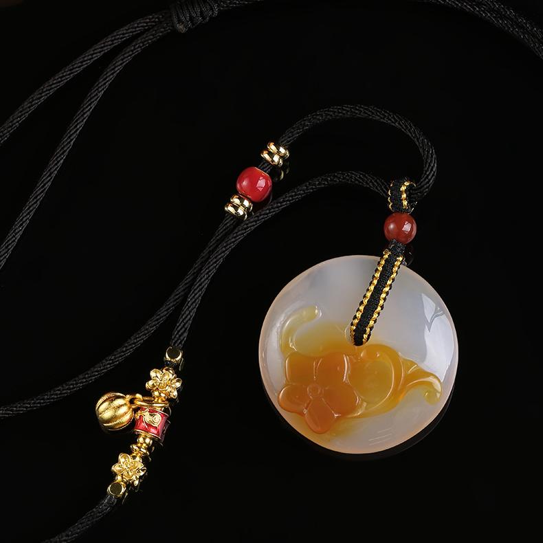 Tibetan Buddhist Agate Peace Lock Pendant Necklace – Unique Spiritual Amulet for Balance and Peace