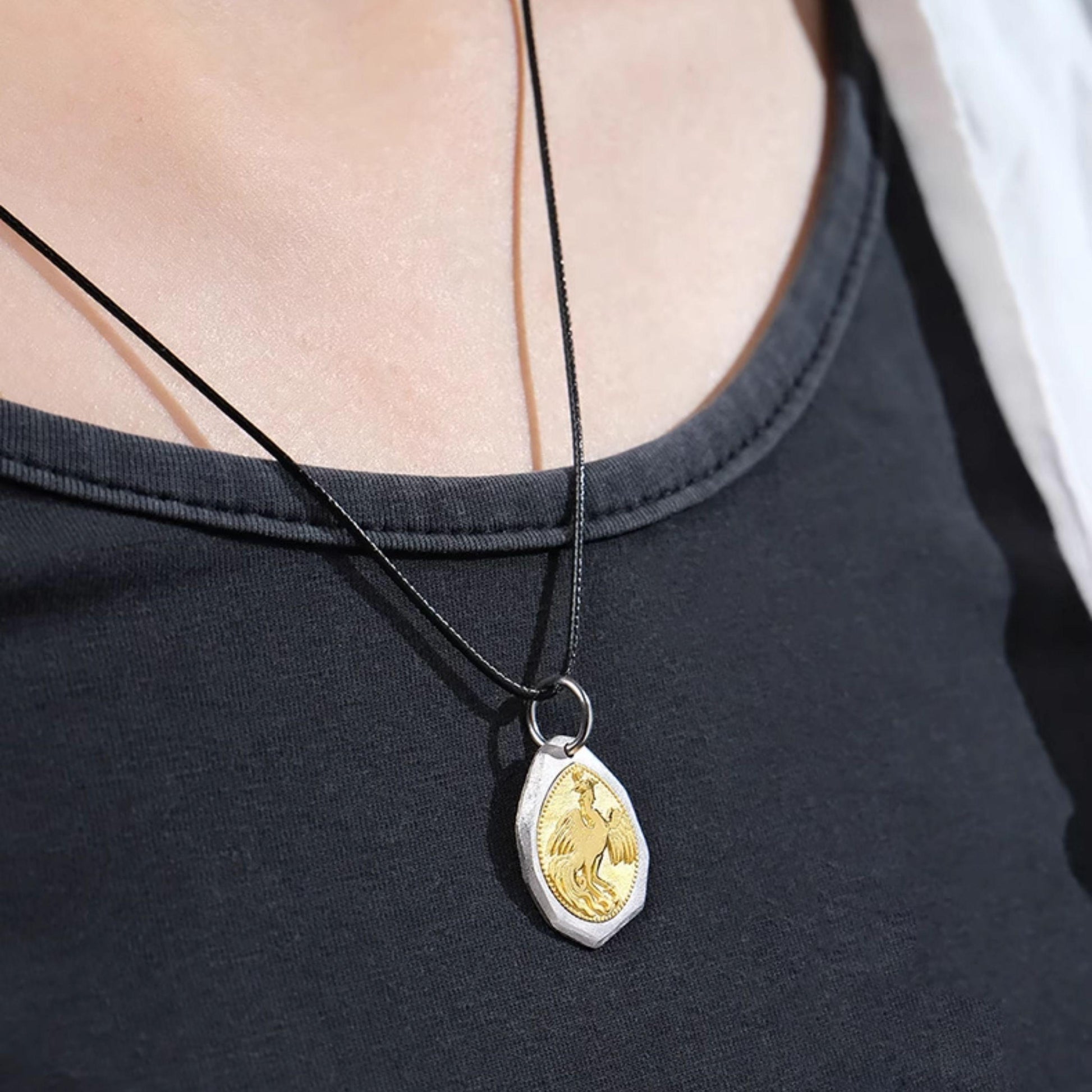 Tibetan Buddhist Phoenix Silver Pendant – Handmade Spiritual Jewelry for Abundance and Transformation