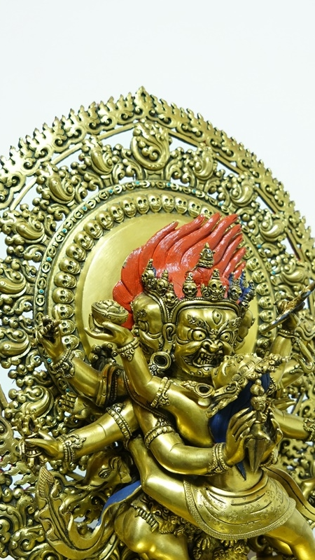 Phurba Vajrakilaya statue with mineral pigments, Tibetan Buddhist statues and Buddha Statue-Art