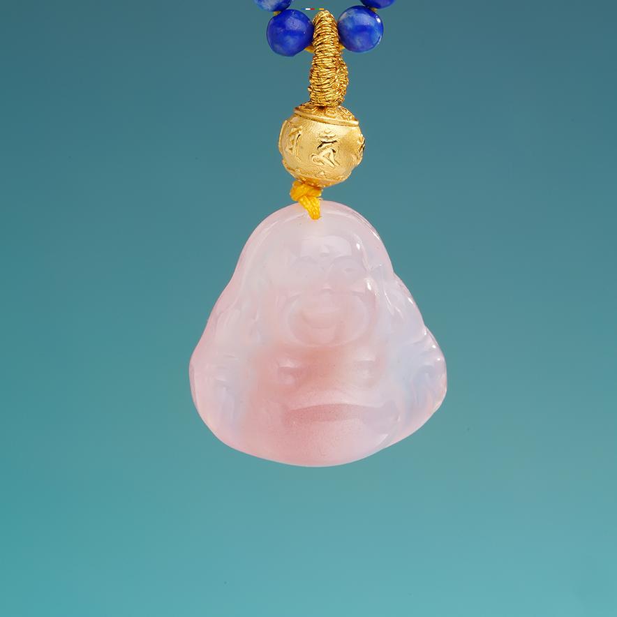 Tibetan Buddhist Lapis Agate Necklace – Spiritual Jewelry with Amber, Jade, and Silver Beads for Inner Peace