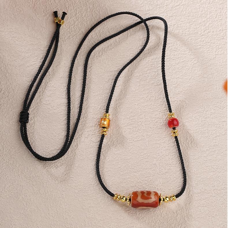 Sacred Garuda Amulet Pendant in Tibetan Buddhist Style, Agate and Glass