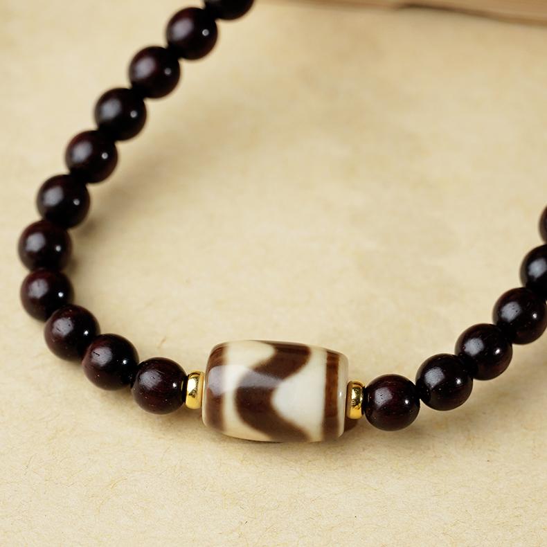 Tibetan 108 beads prayer necklace with Dzi beads and natural red sandalwood
