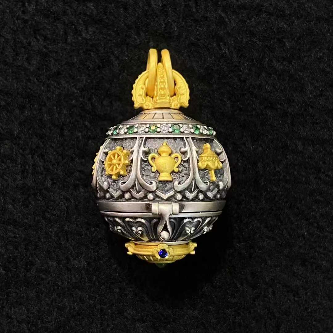Artisan-made Shakyamuni Buddha Eight Treasures Tibetan Buddhist pendant