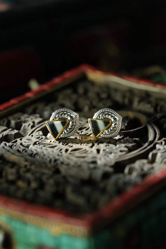 "Tibetan Buddhist Meru Lotus Earrings - S925 Silver Handmade Spiritual Jewelry"