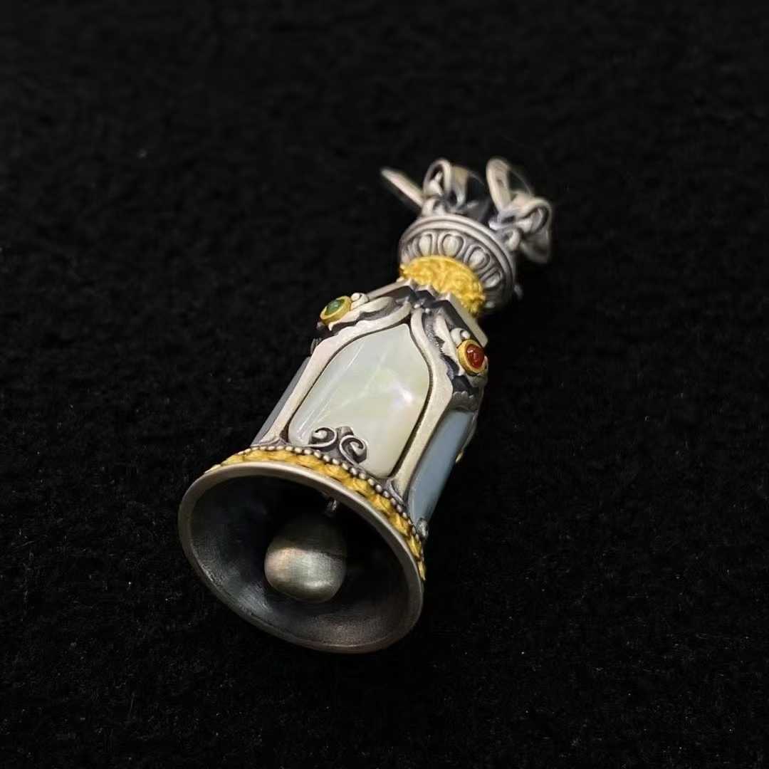 Tibetan Vajra Bell protection pendant made of S925 silver.