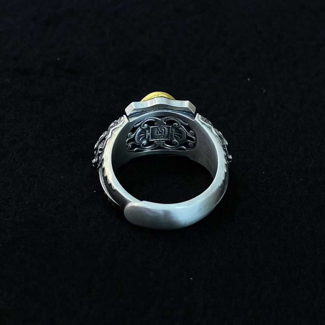 Handcrafted S925 Yamantaka ring featuring Tibetan sacred symbolism