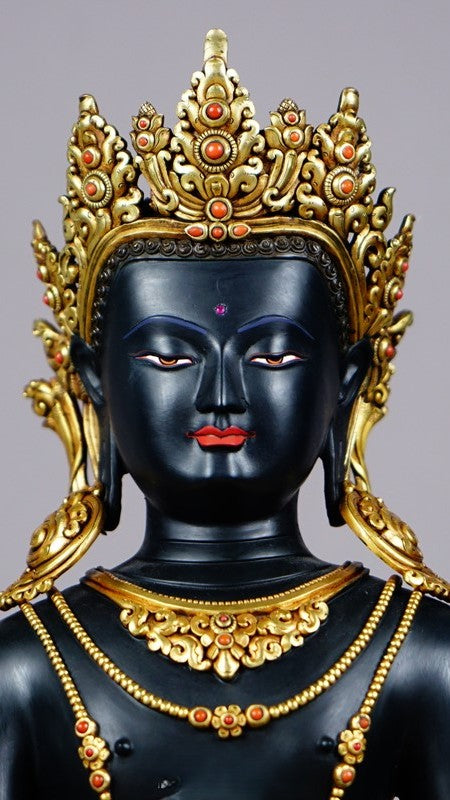 Handmade Tibetan Buddhist Shakyamuni Buddha statue, fine Buddha Statue-Art crafted in purple copper, ideal Tibetan Buddhist statues for collectors and practitioners