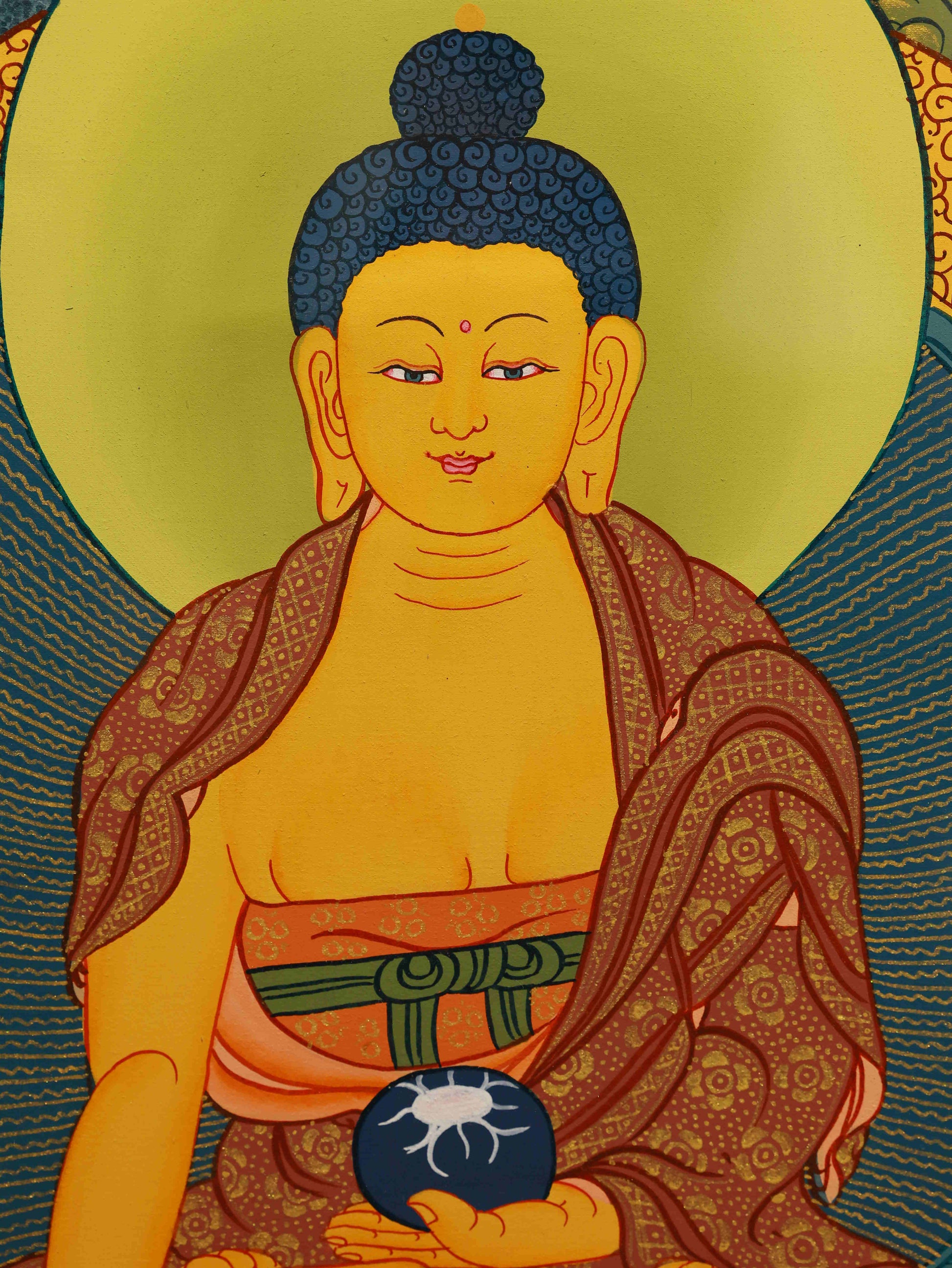 Handcrafted Shakyamuni Thangka representing peace, wisdom, and enlightenment.