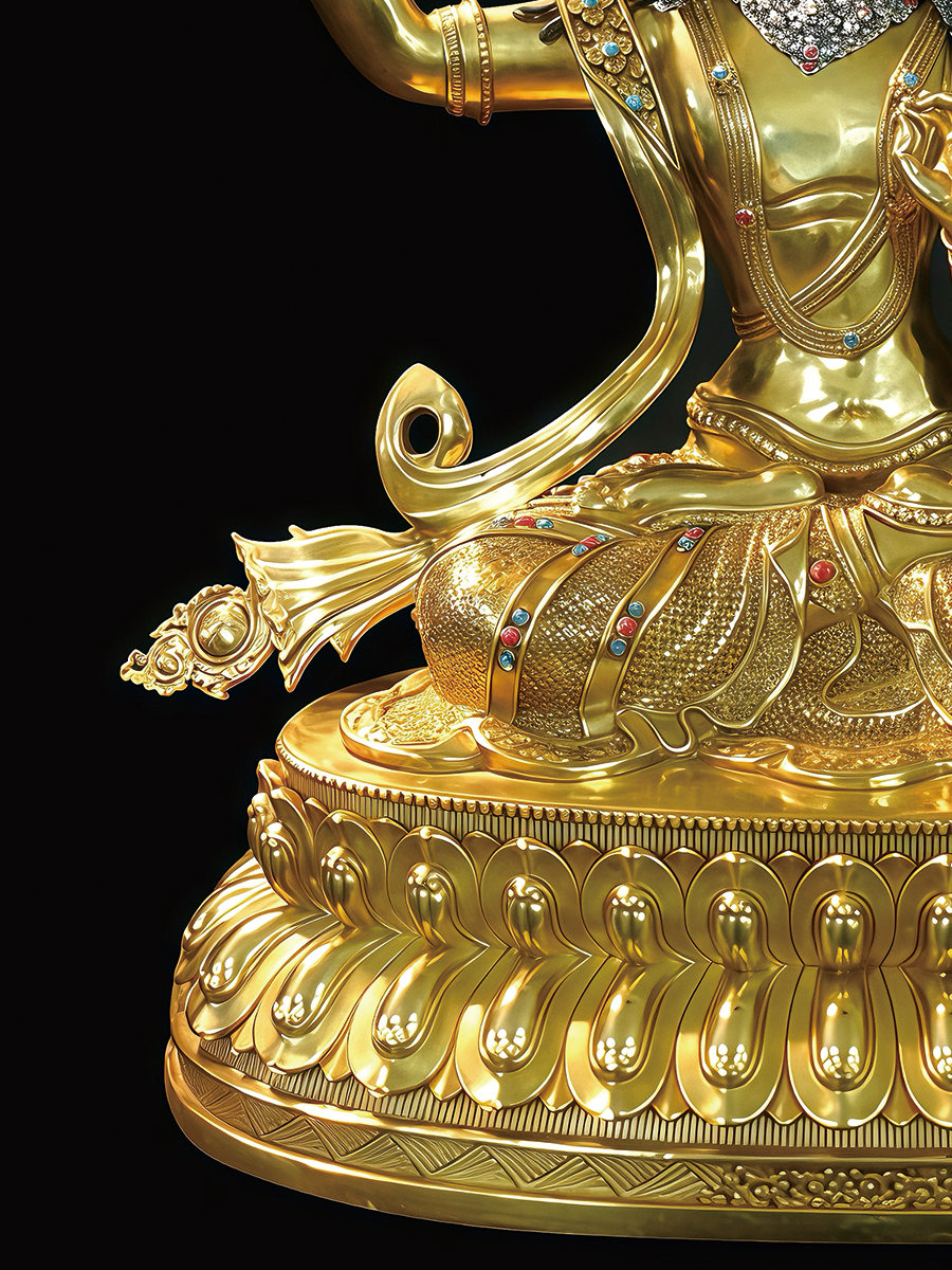 Himalayan style Manjushri statue with fine hand-painted details, essential for collectors of premium Tibetan Buddhist statues and Buddha Statue-Art.