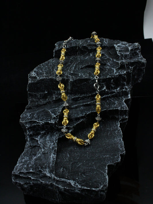 Handmade 925 sterling silver 24K gold-plated Vajra (Dorje) necklace, a powerful piece of Tibetan Buddhist sacrificial implements culture for protection.