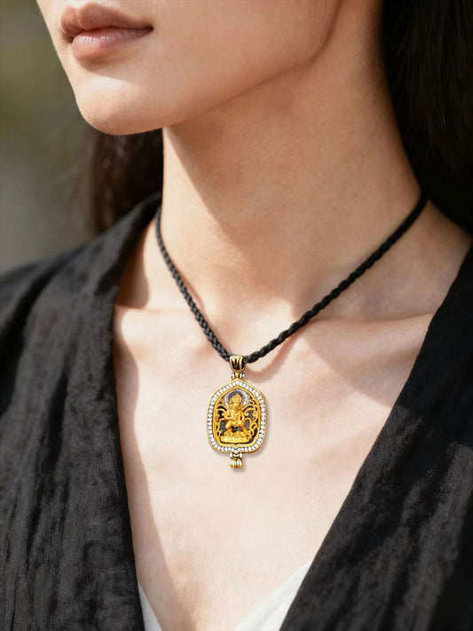 Handmade Black Jambhala Gau box pendant, a powerful piece of Tibetan Buddhist sacrificial implements culture for swift wealth and protection.