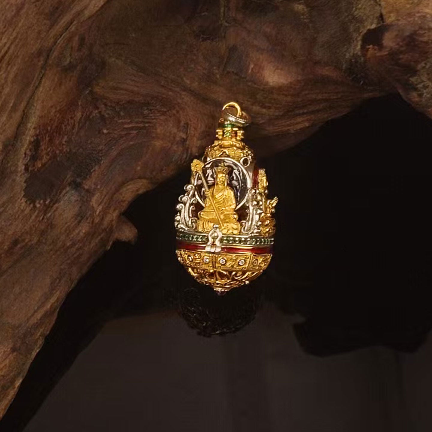 Handmade 24K gold-plated pendant set of the Four Great Bodhisattvas, a masterpiece of Tibetan Buddhist sacrificial implements culture for wisdom and compassion.