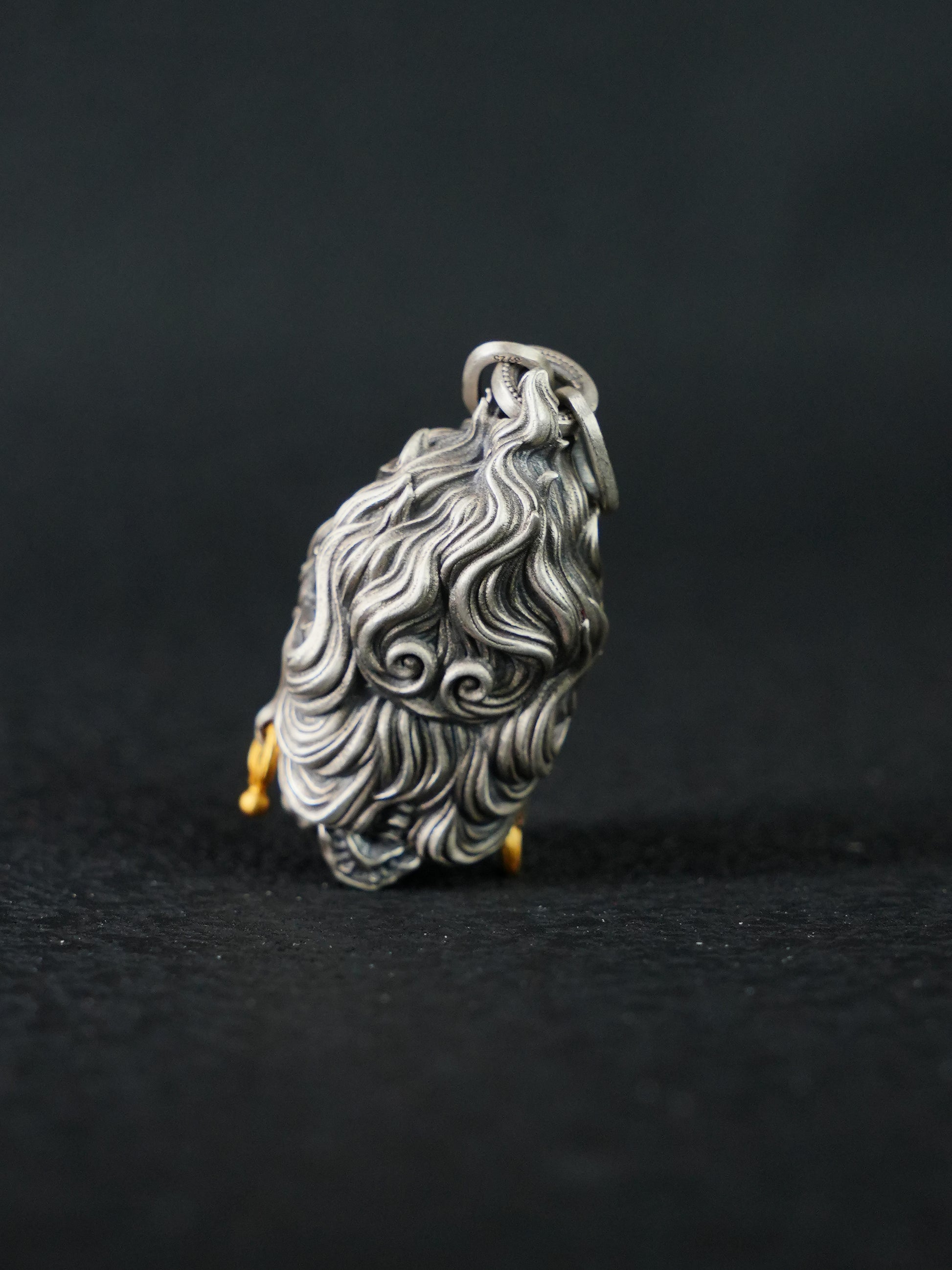 Exquisite Buddhist sacrificial items art featuring a hand-carved six-armed Mahakala with wrathful expression and symbolic implements.