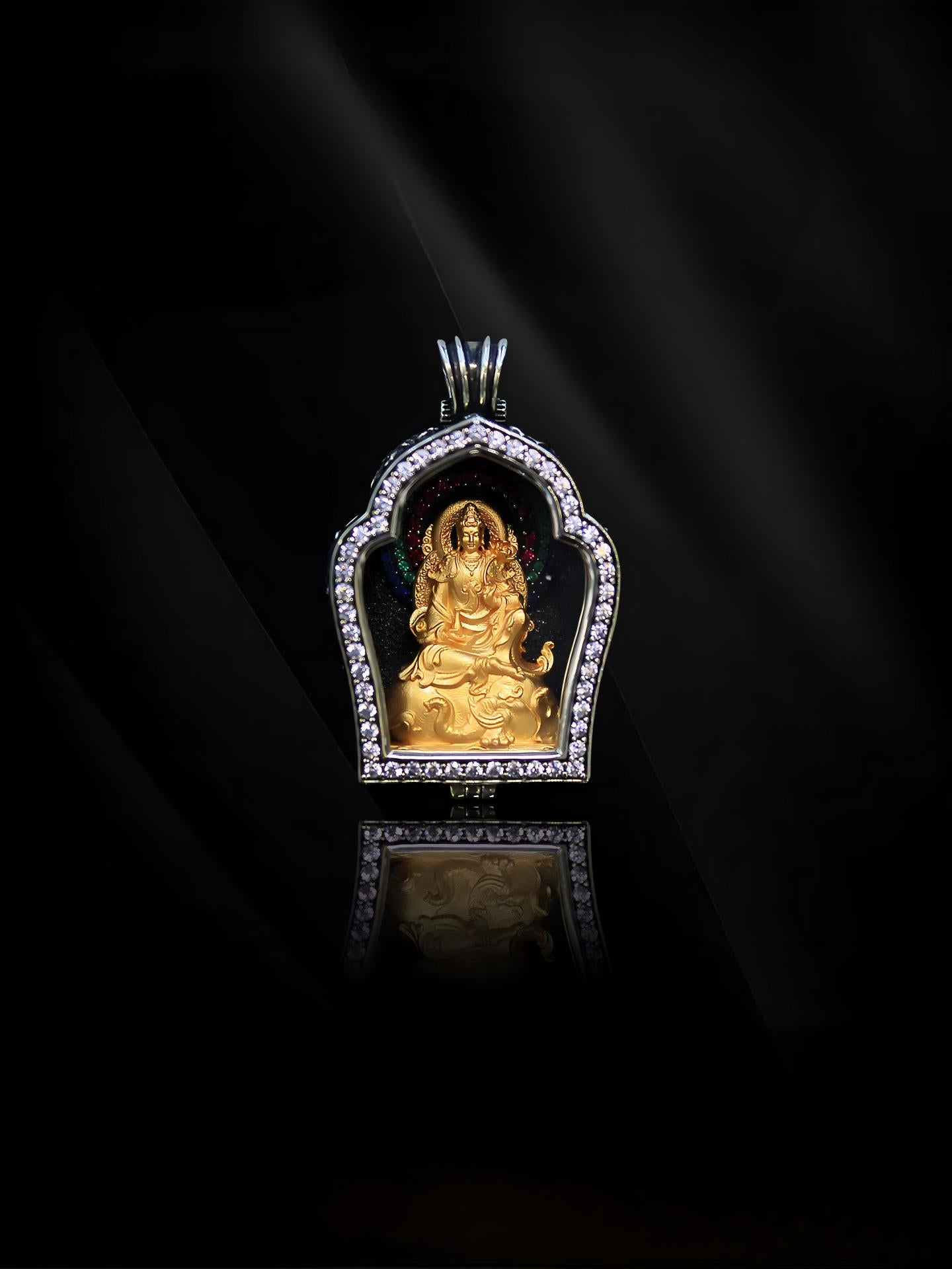 Exquisite Buddhist sacrificial items art featuring a hand-carved Samantabhadra Bodhisattva on a six-tusked white elephant inside an openable shrine.