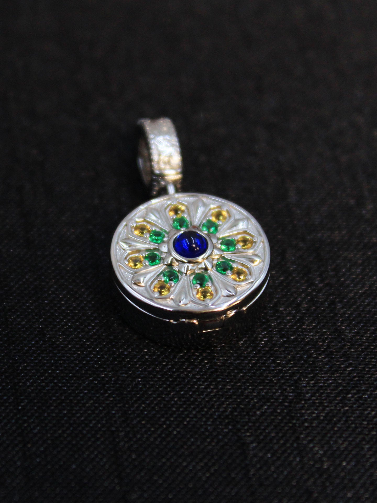 Artisan-crafted 24K gold-over-silver Kshitigarbha talisman inspired by Tibetan Buddhist sacrificial implements culture, symbolizing great vows and protection.
