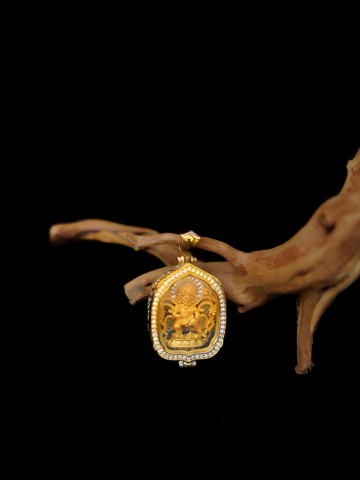 Artisan-crafted vintage silver or black gold-plated reliquary inspired by Tibetan Buddhist sacrificial implements culture, symbolizing the removal of poverty.