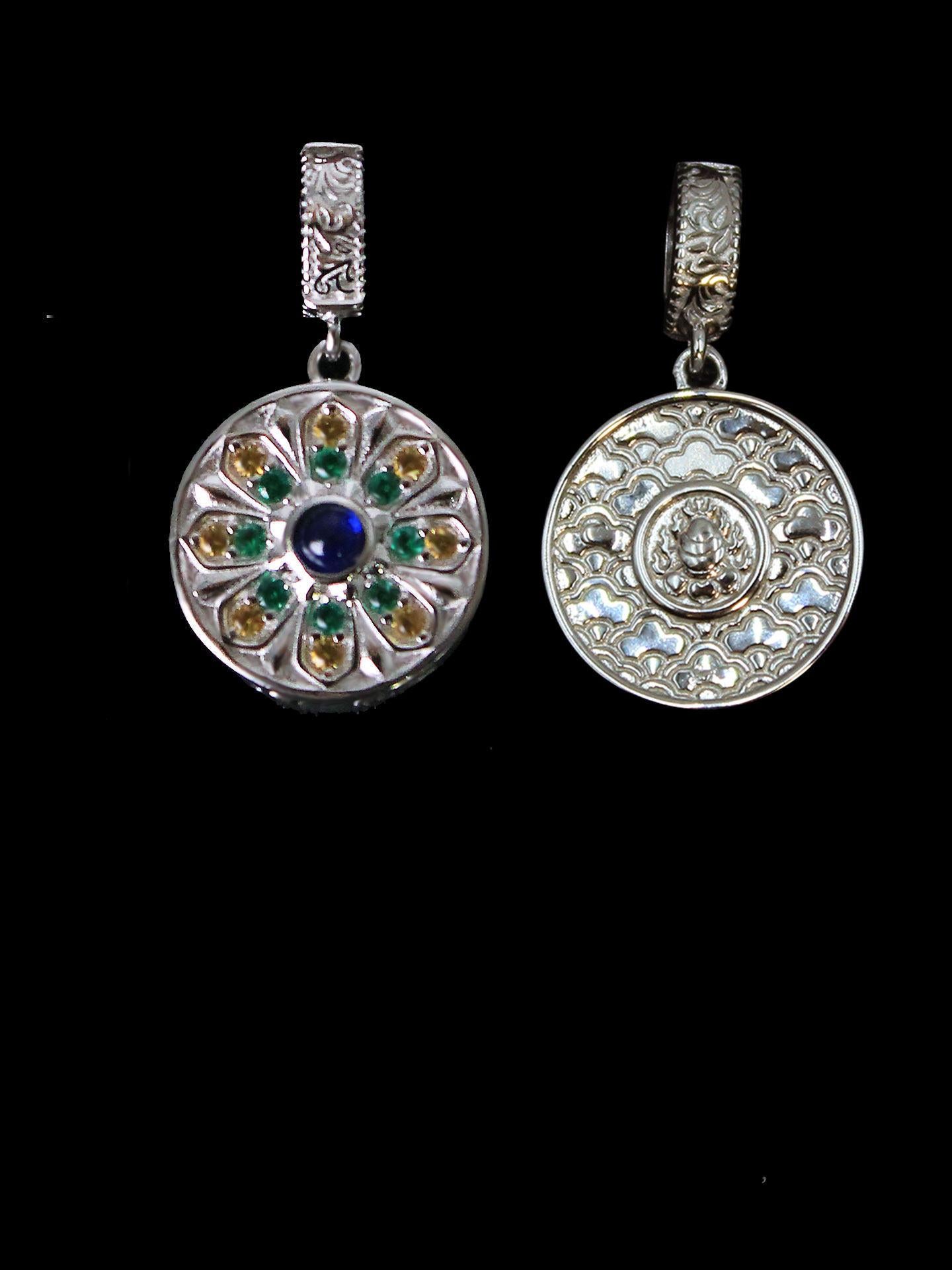 A practitioner wearing the sacred Jizo Bodhisattva amulet for karmic purification, representing the essence of Buddhist sacrificial items art.