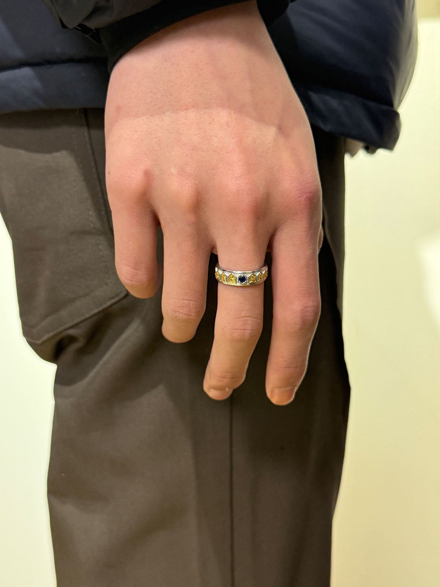 Artisan-crafted sterling silver Manjusri mantra ring inspired by Tibetan Buddhist sacrificial implements culture, symbolizing academic success.
