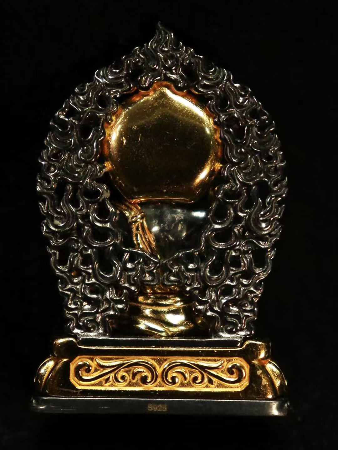 A practitioner wearing the sacred wrathful deity amulet for warding off evil, representing the essence of Buddhist sacrificial items art.