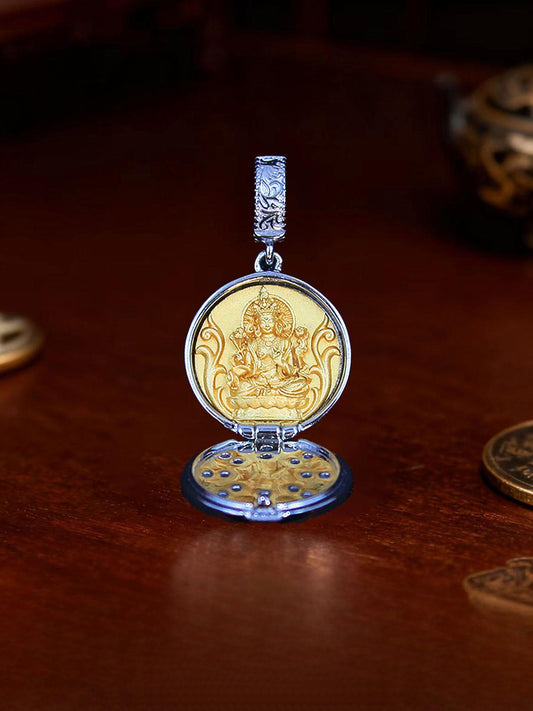 An openable Gau box designed to hold sacred mantras and relics of Green Tara, representing the essence of Buddhist sacrificial items art.