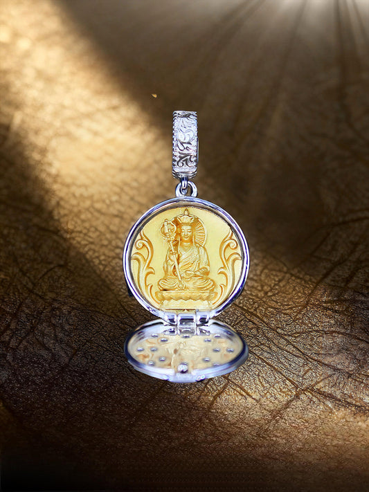 Traditional handmade gold-plated silver Earth Store Bodhisattva shrine, a meaningful gift for ancestors rooted in Tibetan Buddhist sacrificial implements culture.
