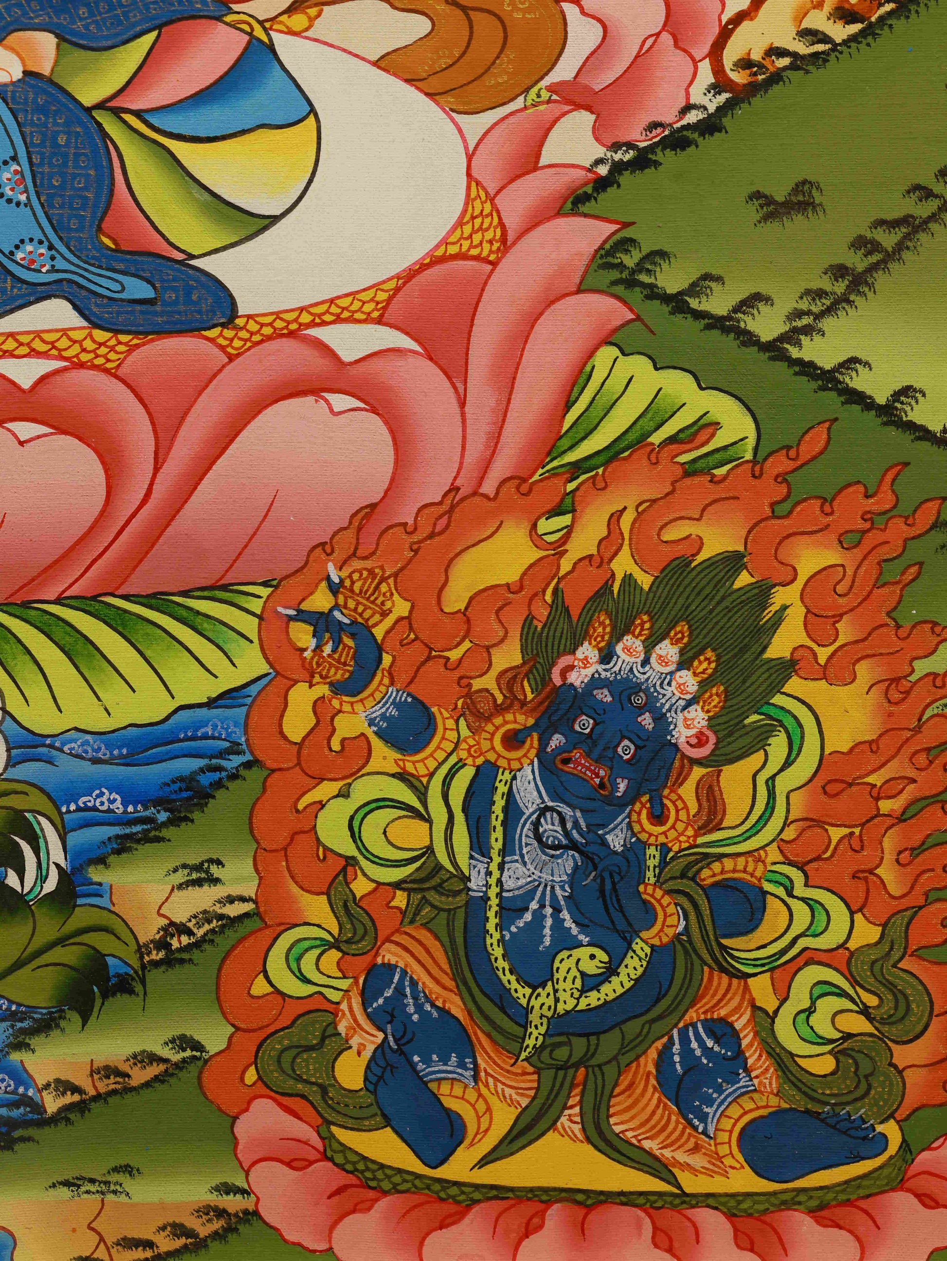 Fine Tibetan Buddhist Thangka Painting of Samantabhadra – Hand-painted with Natural Mineral Colors