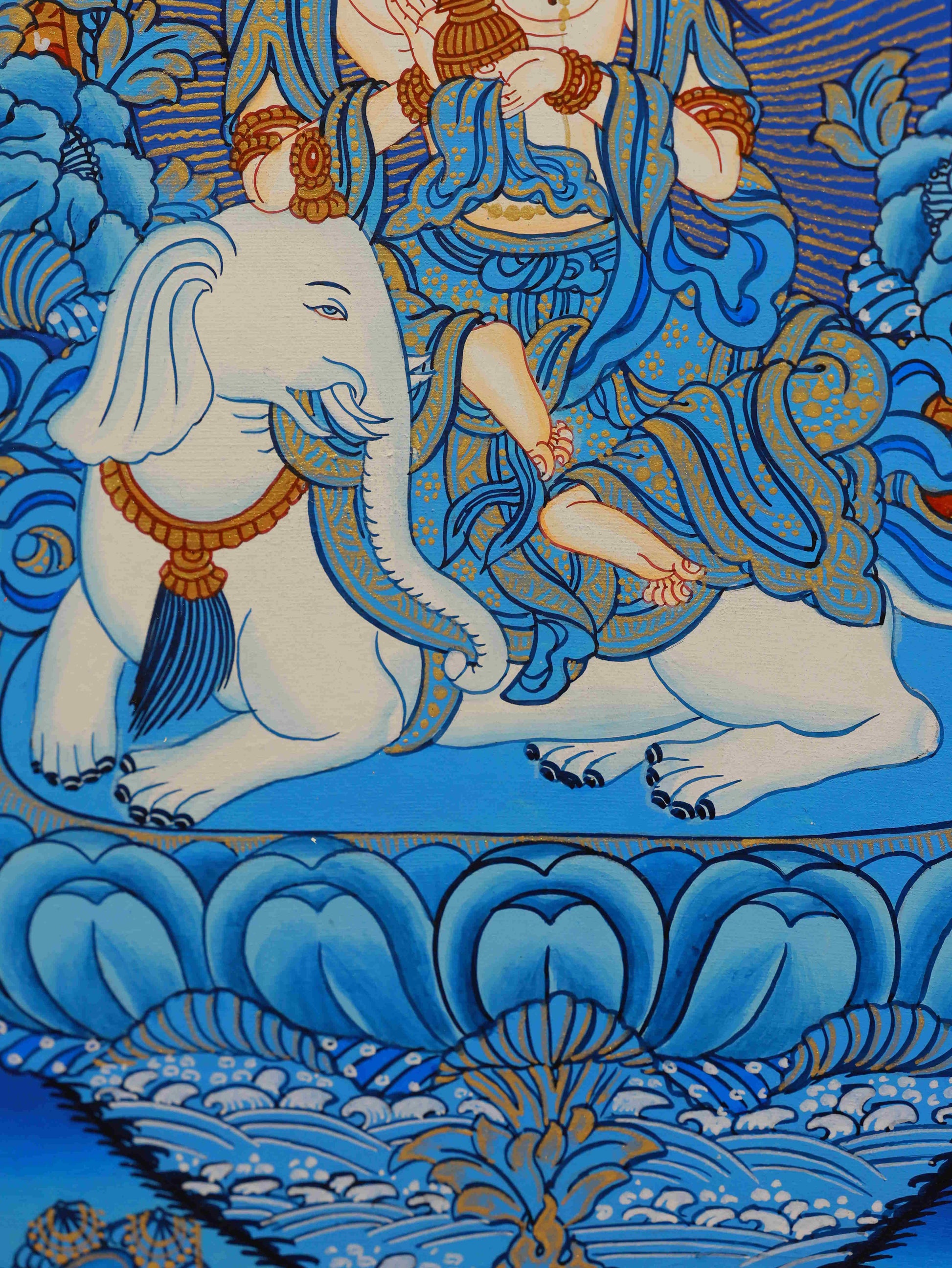 Traditional hand-painted Samantabhadra Bodhisattva Thangka for home shrine and spiritual awakening.