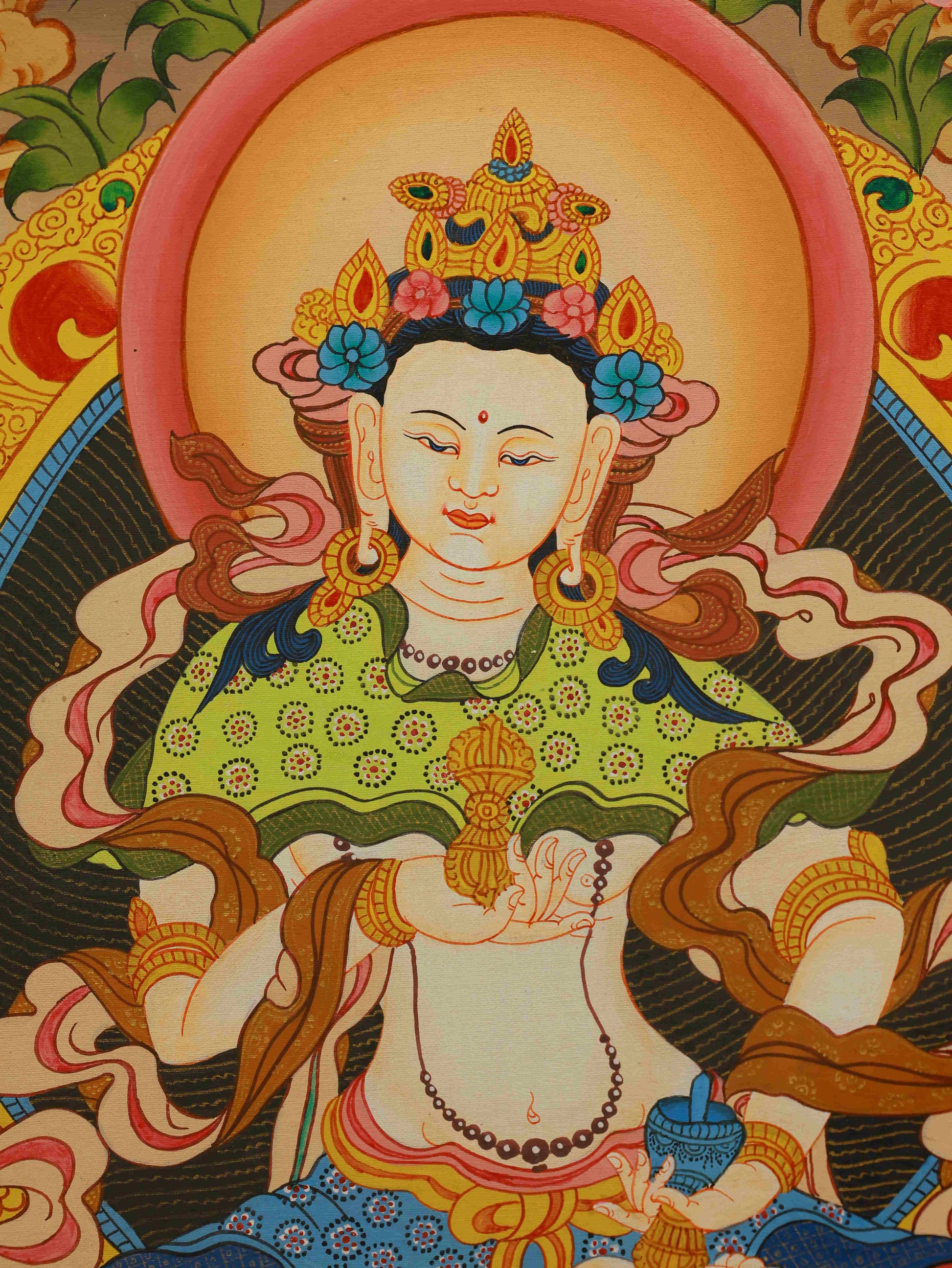 Tibetan Buddhist Samantabhadra Bodhisattva Thangka on Canvas – Handcrafted Sacred Artwork
