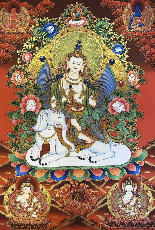 Tibetan Buddhist Samantabhadra Thangka – Hand-Painted with Mineral Pigments on Canvas, Traditional Bodhisattva Sacred Art, 75x50cm