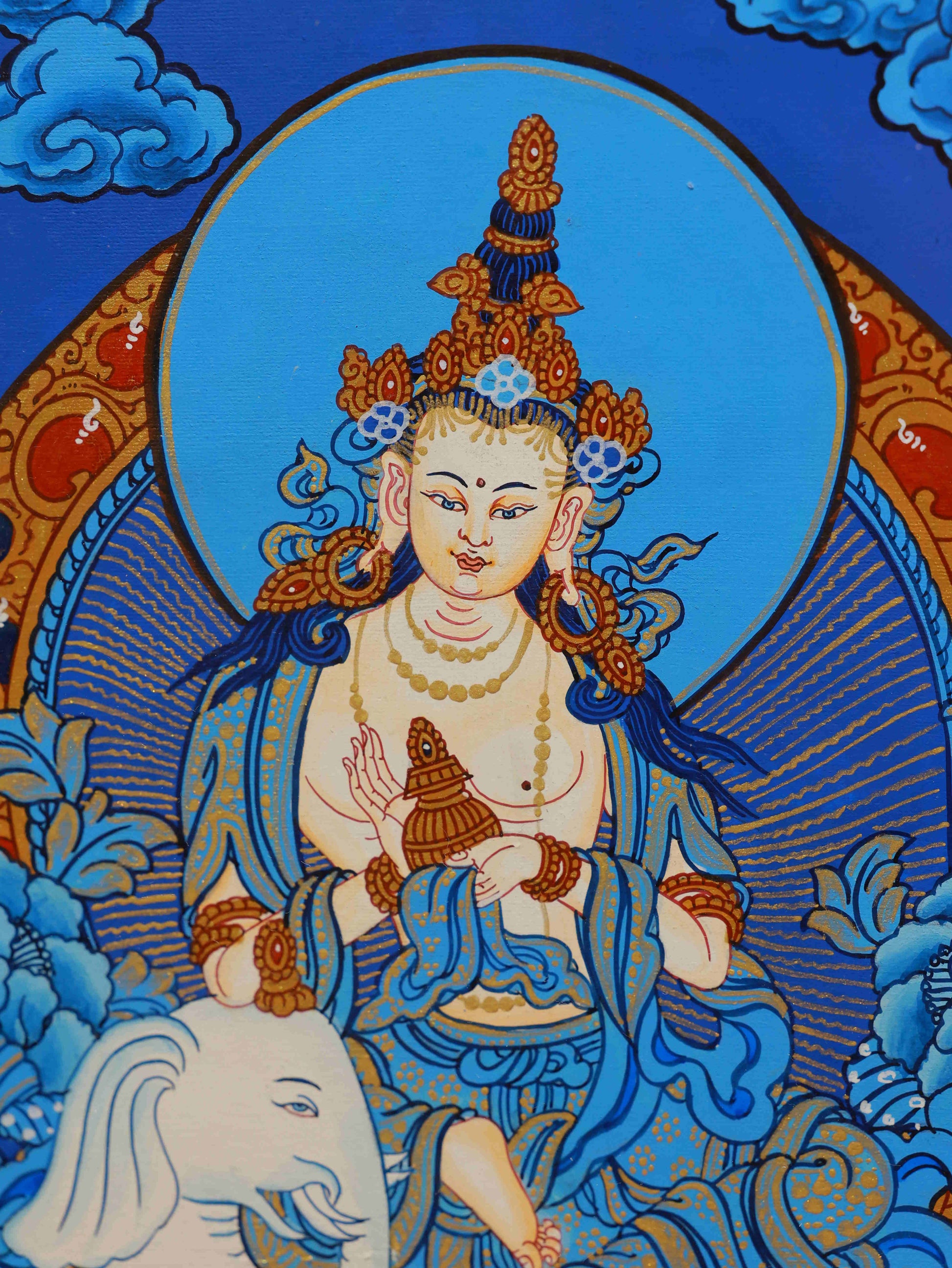 Tibetan Buddhist Samantabhadra Bodhisattva Thangka with detailed craftsmanship for meditation and blessing.
