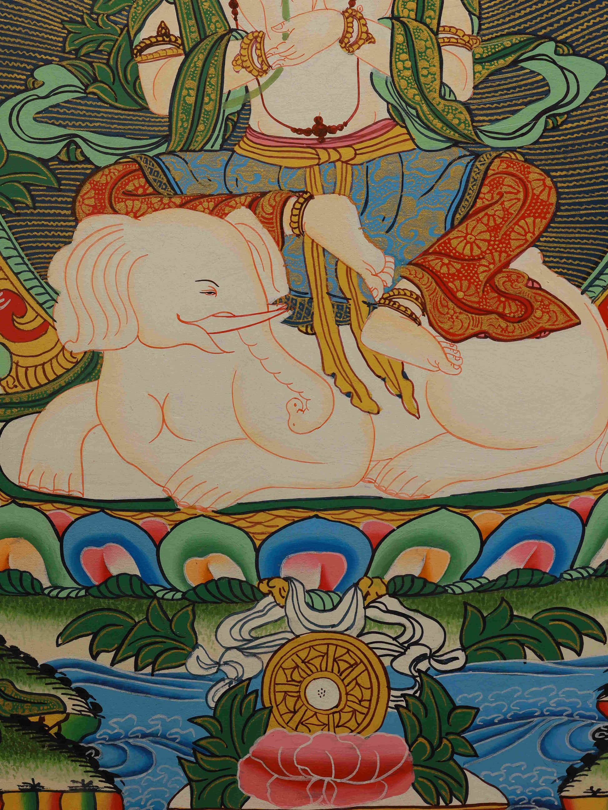 Tibetan Thangka painting featuring Samantabhadra, deity of wisdom and compassion.