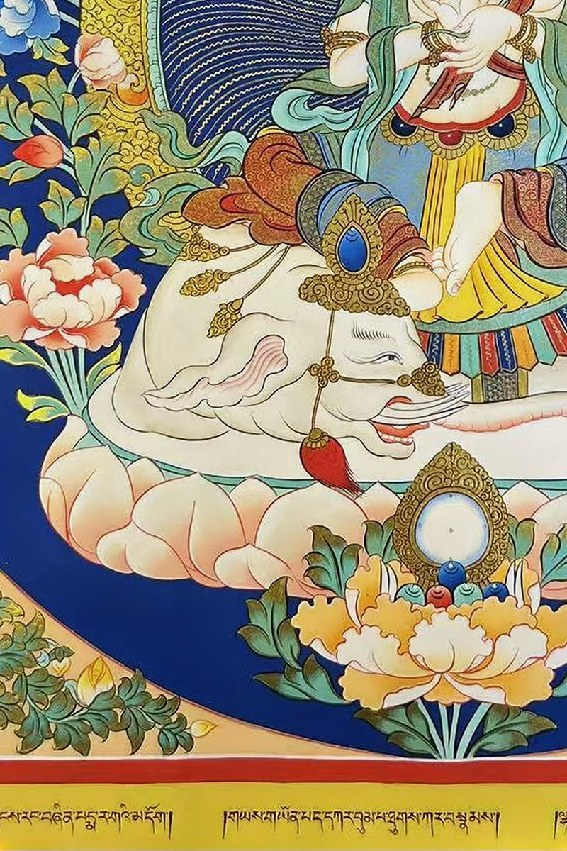 Handmade Tibetan Buddhist Samantabhadra thangka painting with spiritual symbolism