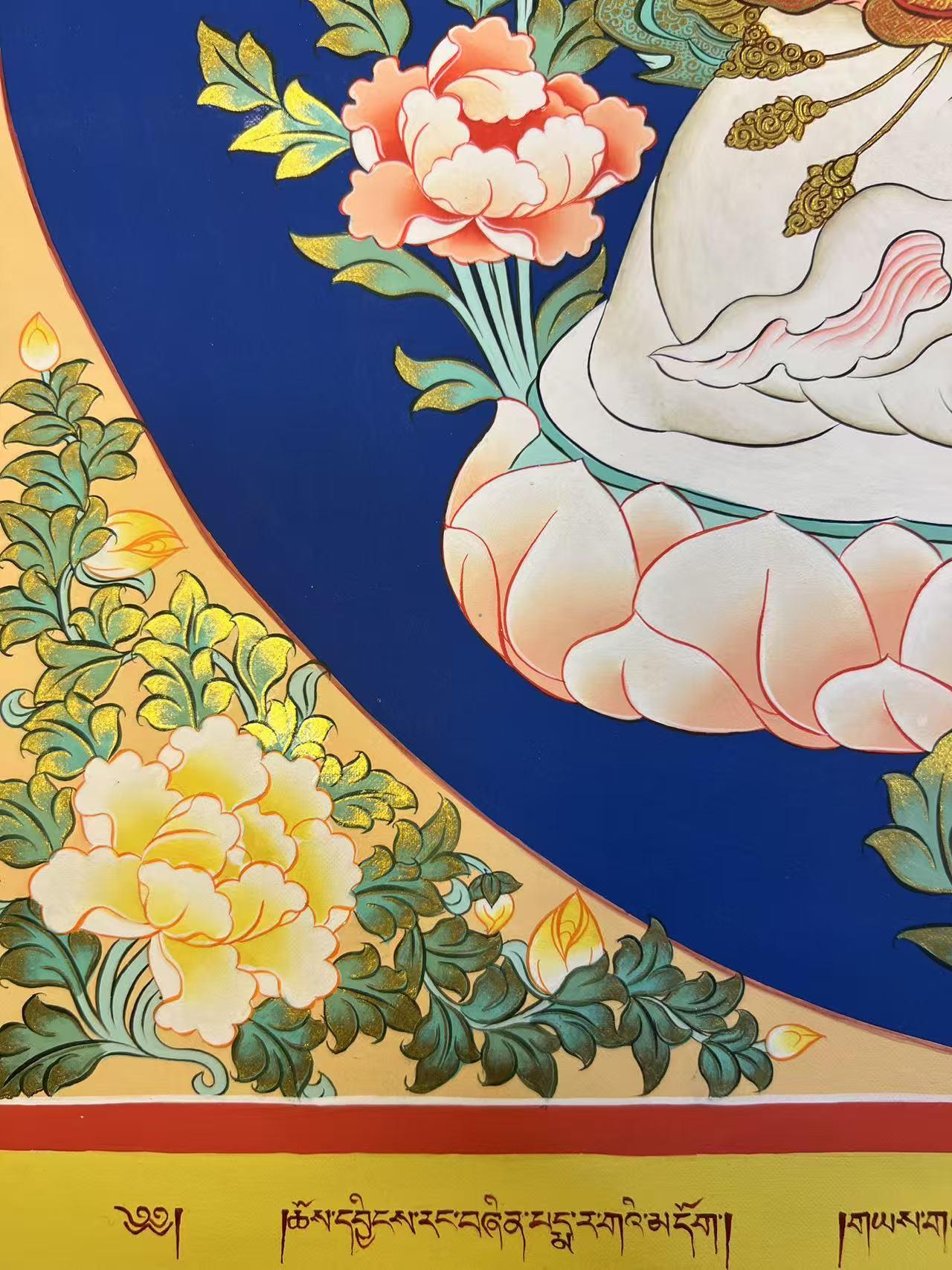 Authentic Tibetan Buddhist thangka painting of Samantabhadra on thangka cloth
