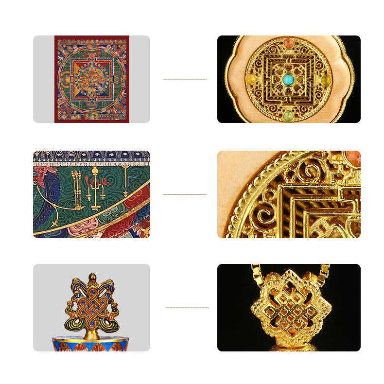 Artistic Tibetan Buddhist sandalwood locket pendant symbolizing calm and mindfulness.