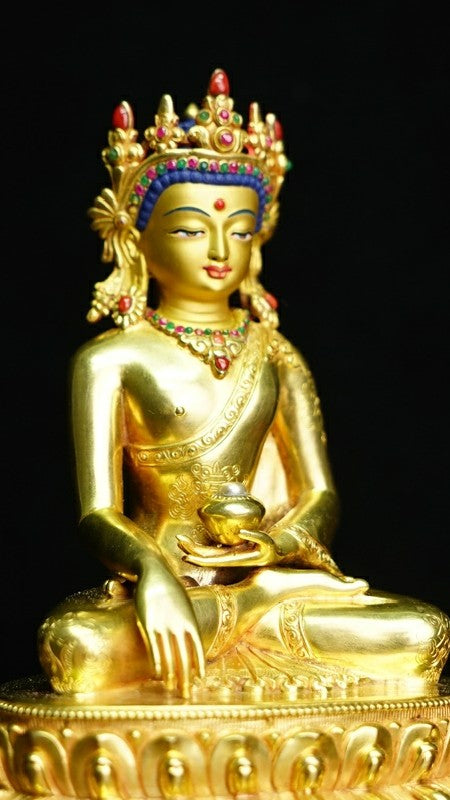 Traditional Tibetan Buddhist Shakyamuni Buddha statue, handmade purple copper Buddha Statue-Art